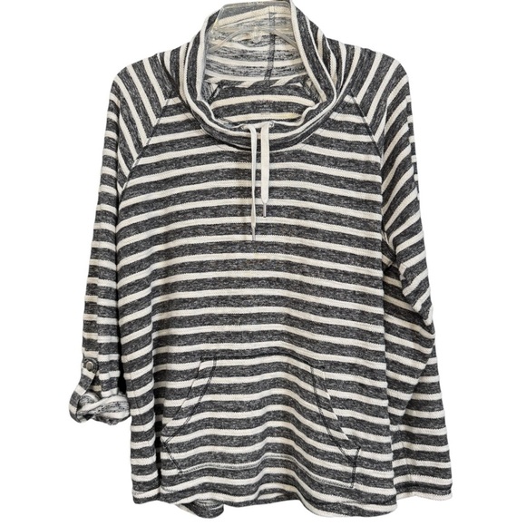 🤍 Style & Co Striped Cowl Neck Pullover XL Cozy Cotton Blend - Picture 1 of 5